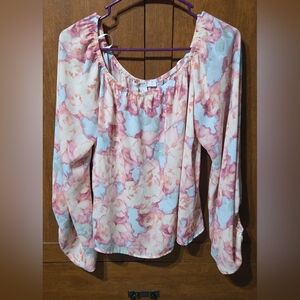Forever 21 Pink and Cream Floral Blouse
